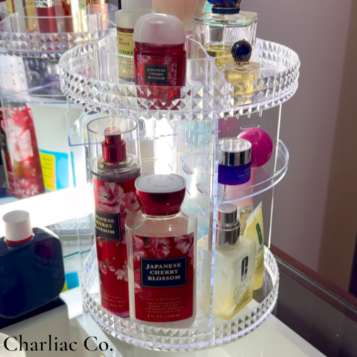 Organizador de maquillaje acrílico de lujo 360°
