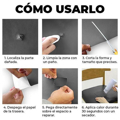 Parche Adhesivo para Reparar Cuero al Instante (Color Negro)